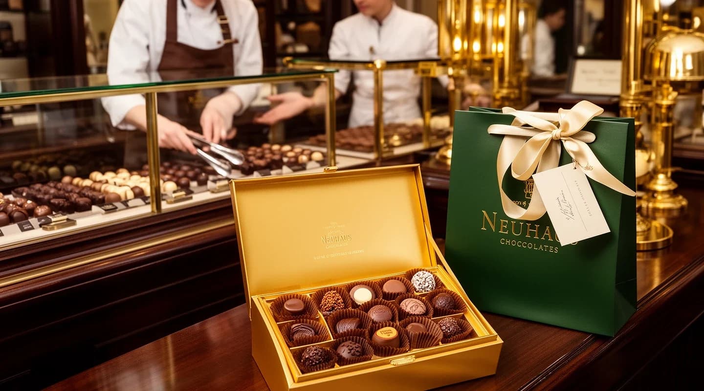 Een ballotin gevuld met je favoriete chocolade, zelf samen te stellen in de winkel.