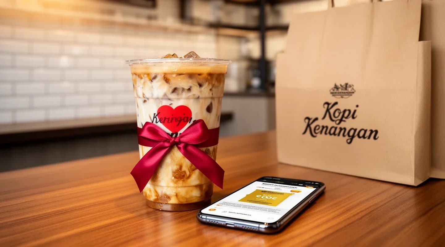 Minuman ulang tahun melalui keanggotaan aplikasi Kopi Kenangan.