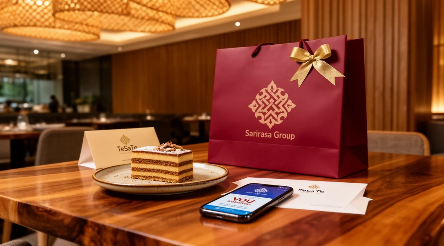 E-voucher Rp100.000 en gratis taart bij dineren in TeSaTe.