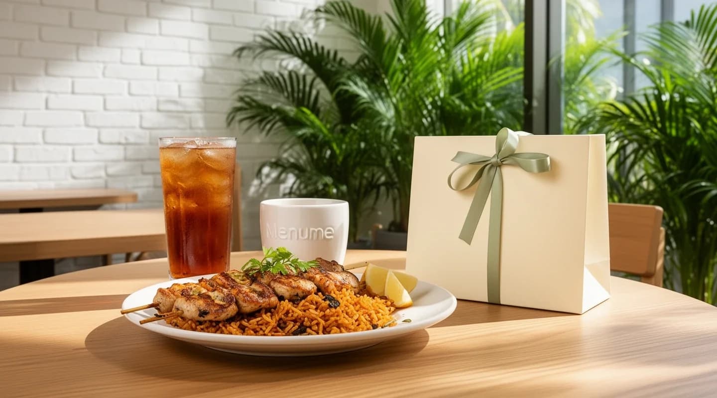 Gratis 1 makanan dan 1 minuman untuk yang berulang tahun.